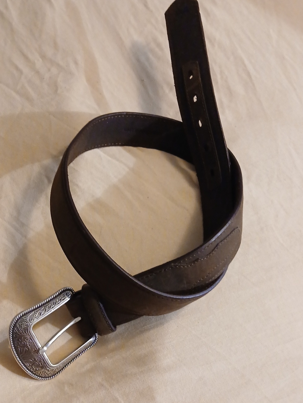 3D Belt Co. Brown Leather Belt with Decorative Buckle